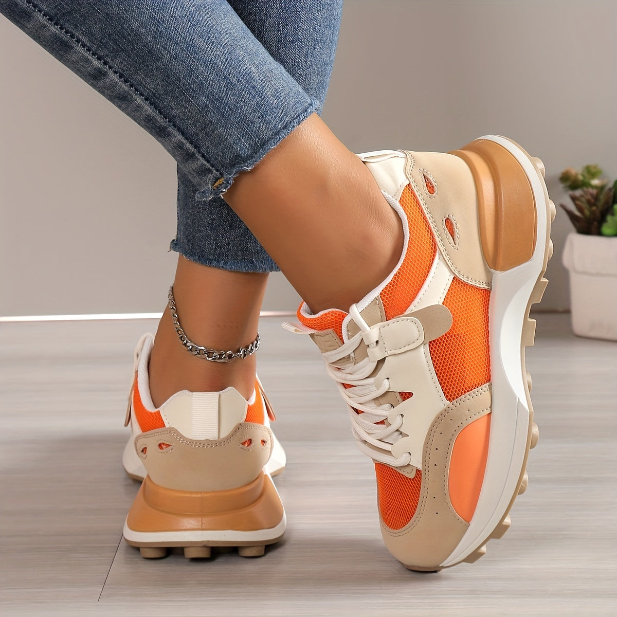 Women's Colorblock Casual Sneakers, Shoes