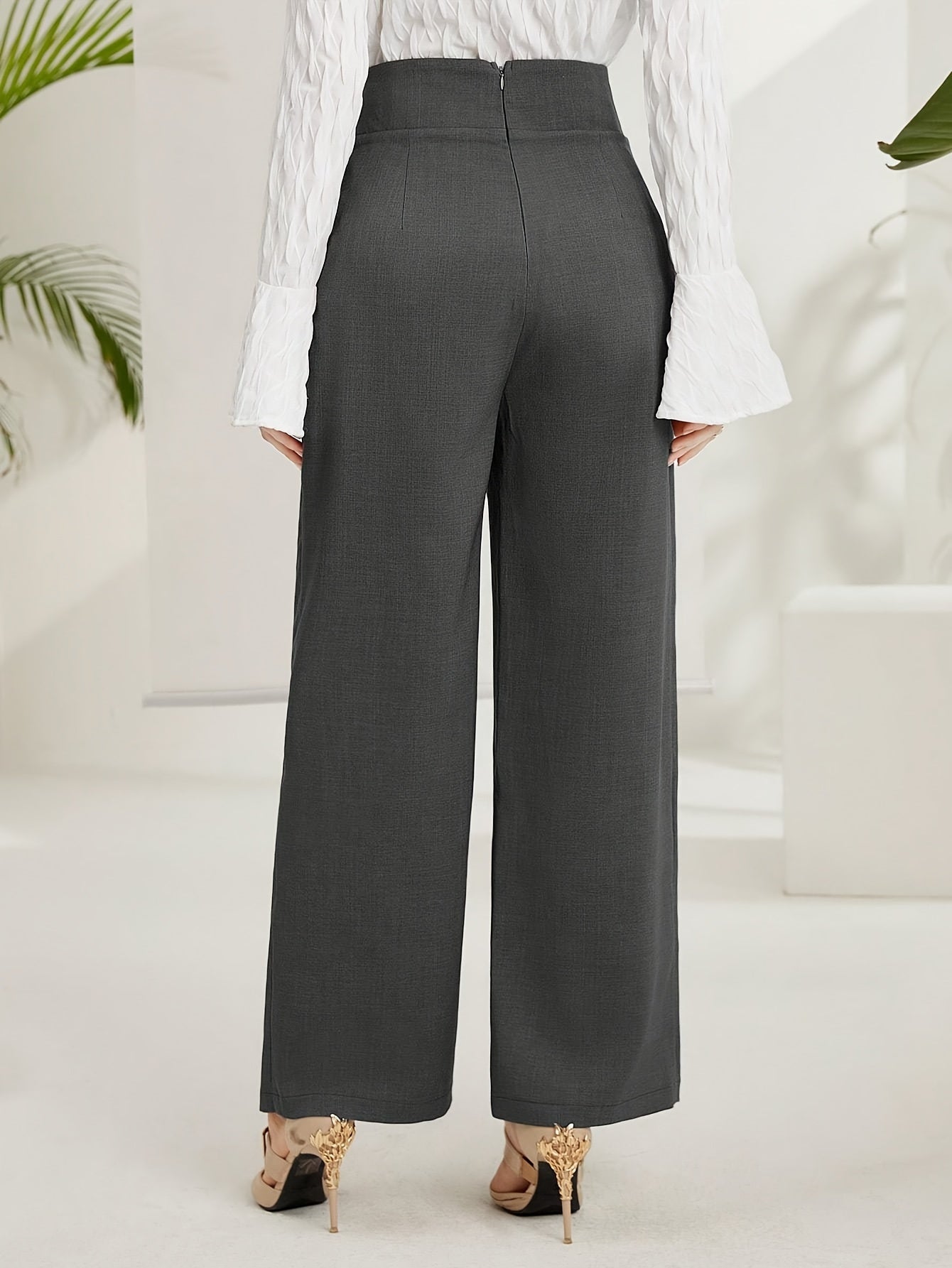 Solid Wide-Leg Layered Pants  | Product Universal