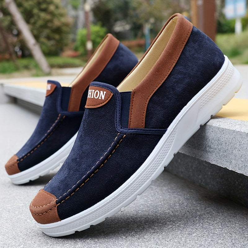 Men'S Casual Sports Sneakers - Solid Color, Slip-On, Round Toe, Lightweight.